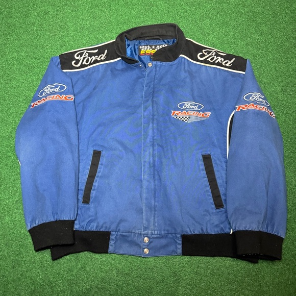 Vintage 90s NASCAR Ford Racing Jacket Bomber Coat (XL)
